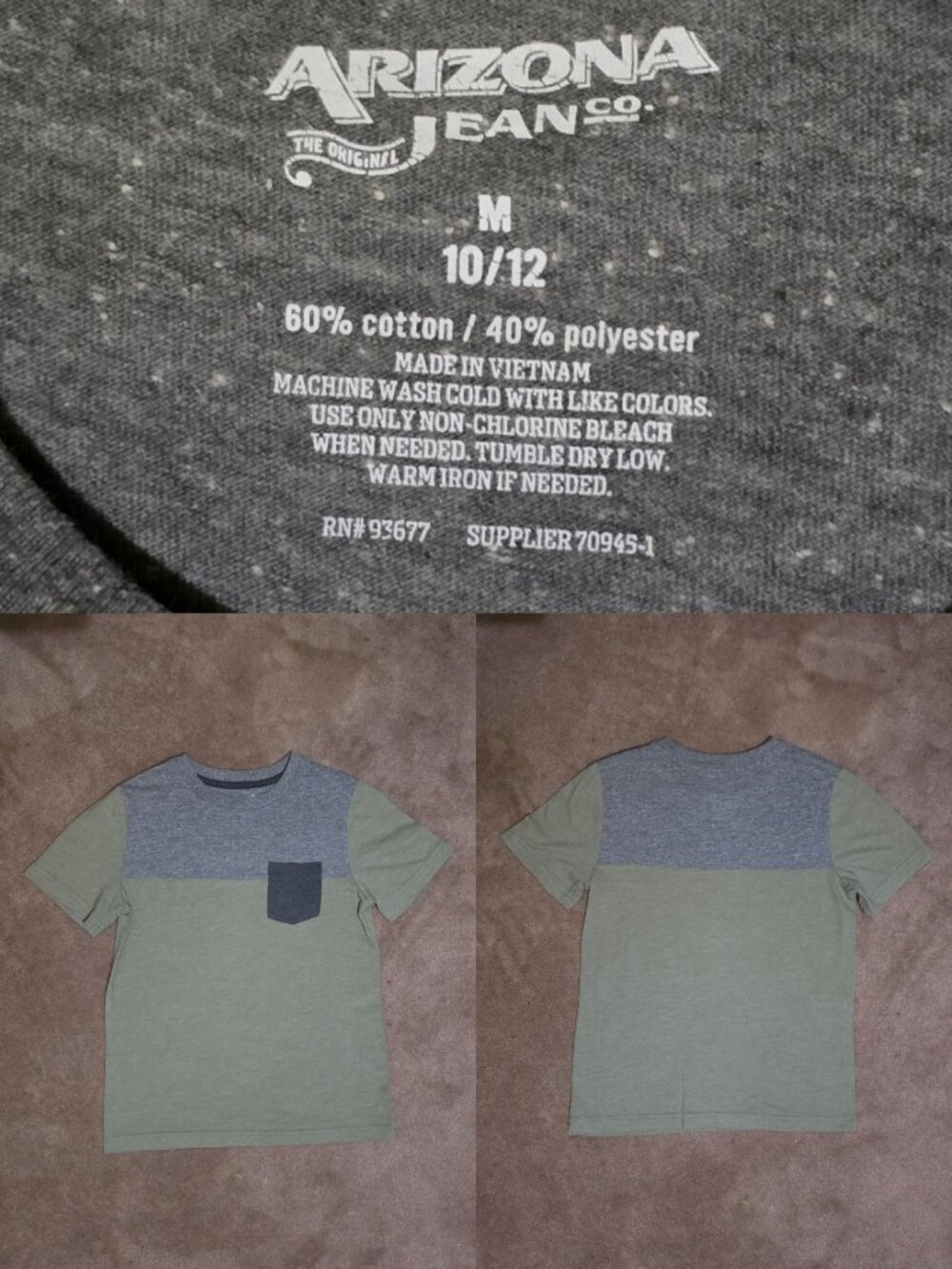 Kids Arizona Jeans Co Grey & Green Casual Tee Sz Med 10/12